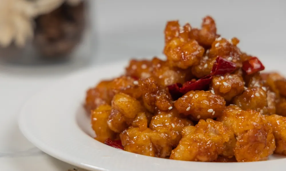 General Tso's spicy chicken cubes at Northern Cafe, a Chinese Restaurant in Huntington Beach