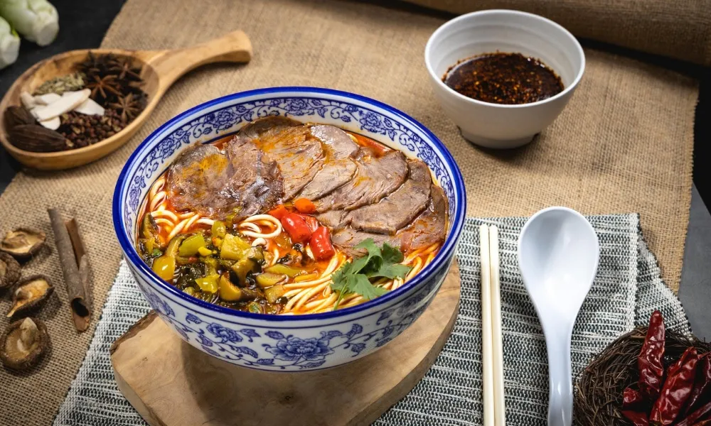 Sour vegetable beef ramen at Northern Cafe, a Chinese Restaurant in Huntington Beach