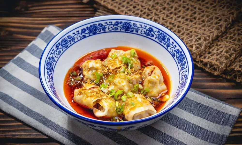 Spicy red oil wontons at Northern Cafe, a Chinese Restaurant in Huntington Beach