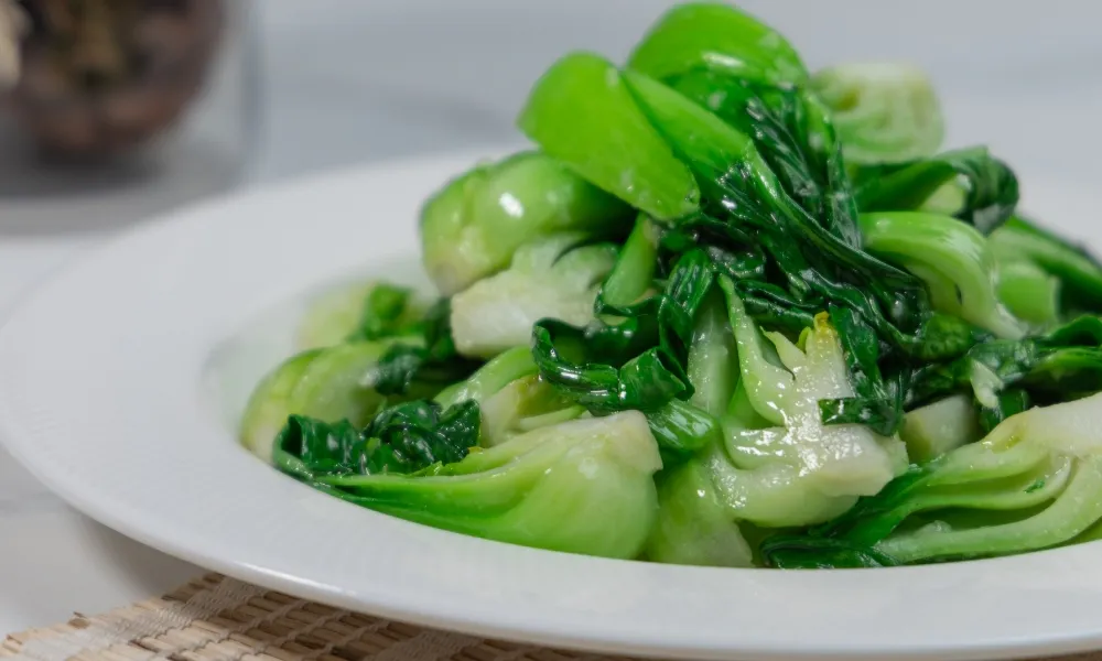 Stir‑fried bok choy greens at Northern Cafe, a Chinese Restaurant in Huntington Beach